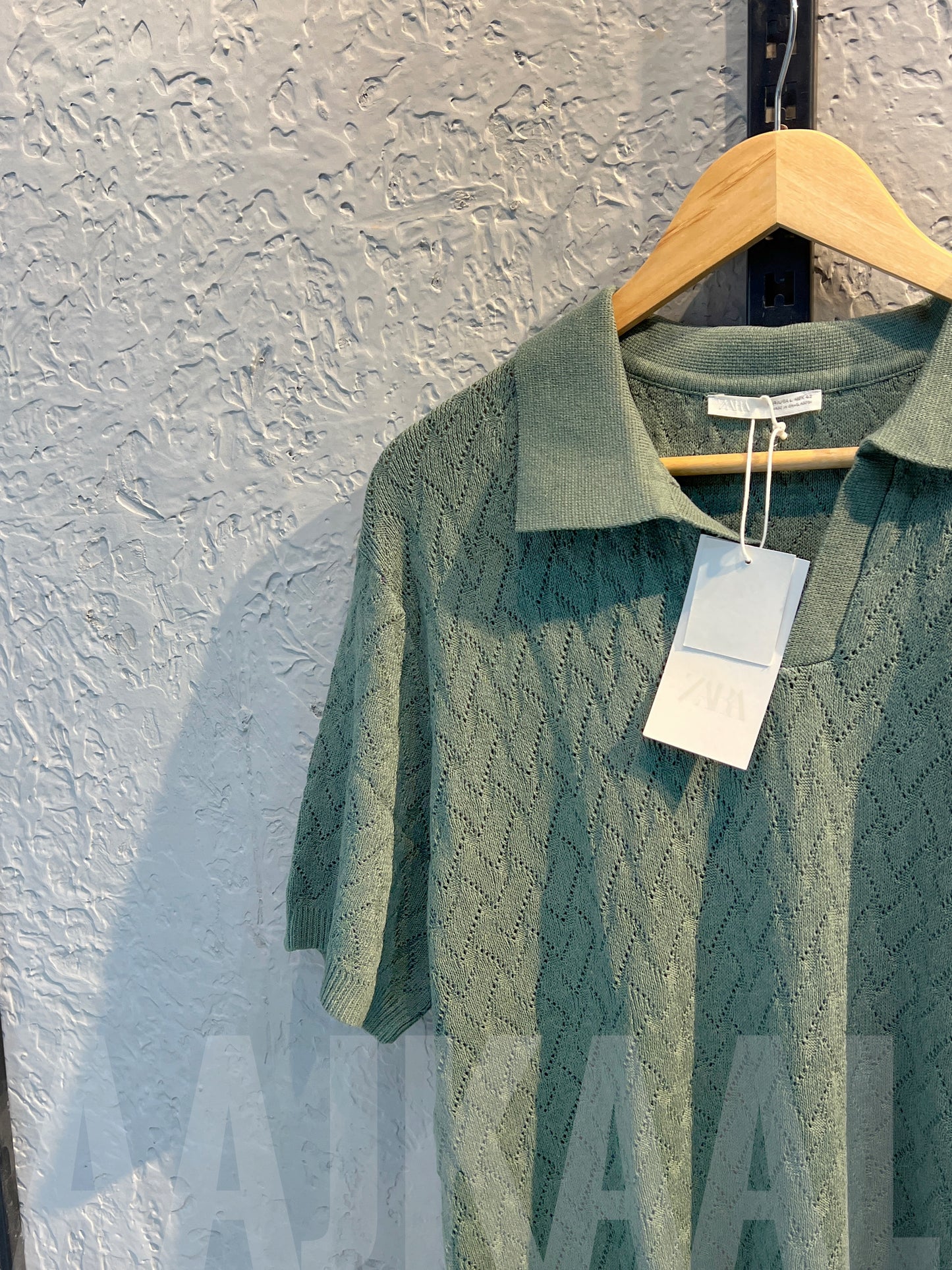 Aajkaal Olive Knitted Polo Shirt