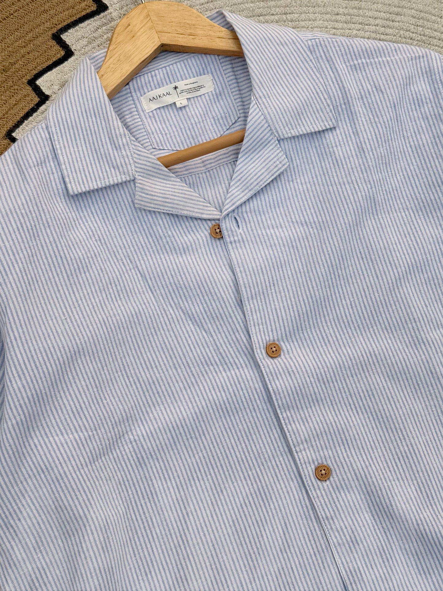 Baby blue Old Money Cuban Shirt
