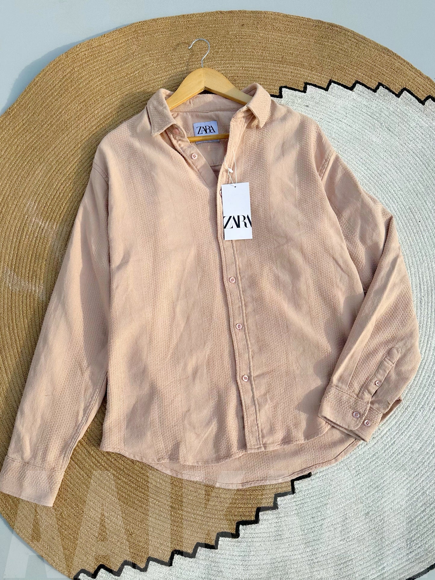Textured Peach Full Sleeve Shirt