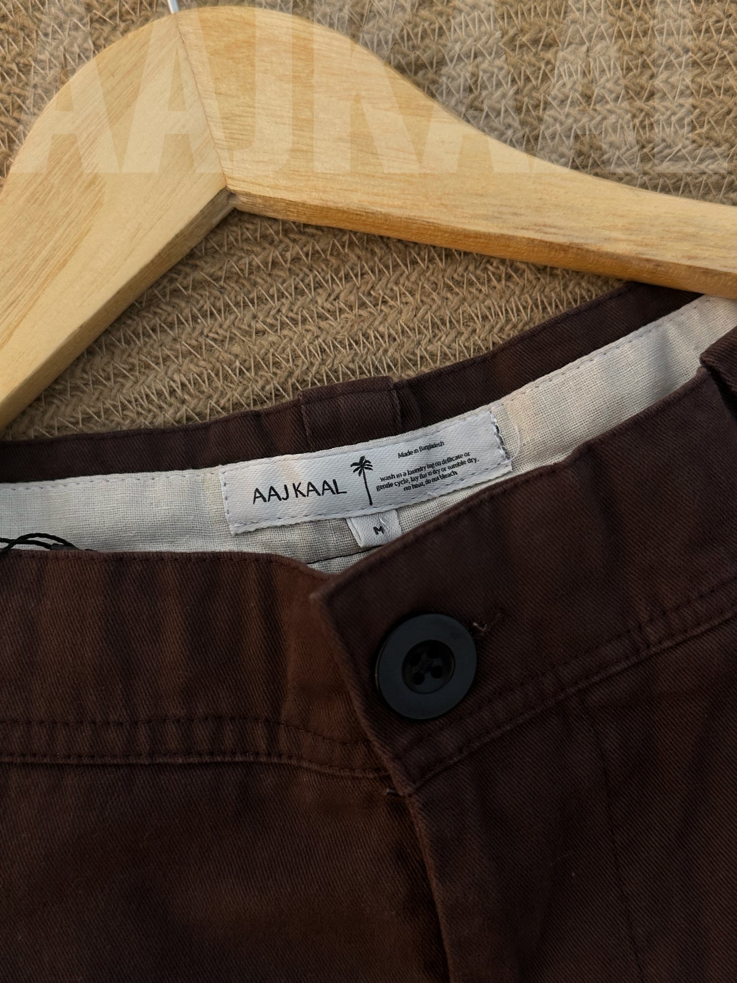 Coffee Structured Baggy Gabardine Pant