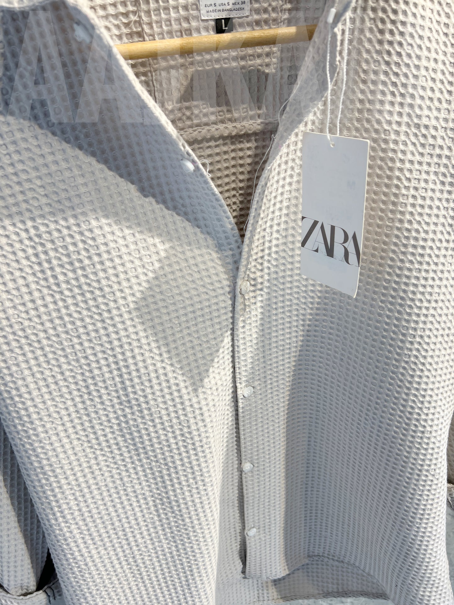 Waffle Texture Off Grey Full Sleeve Shirt