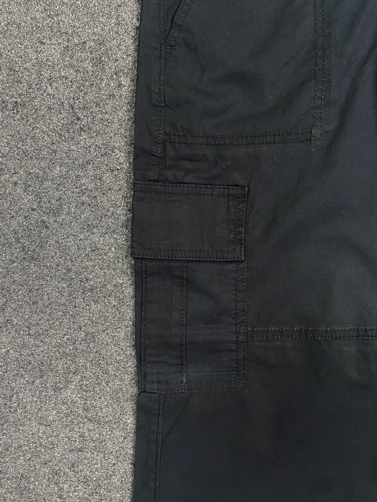 Faded Black Gabardine Cargo Pants