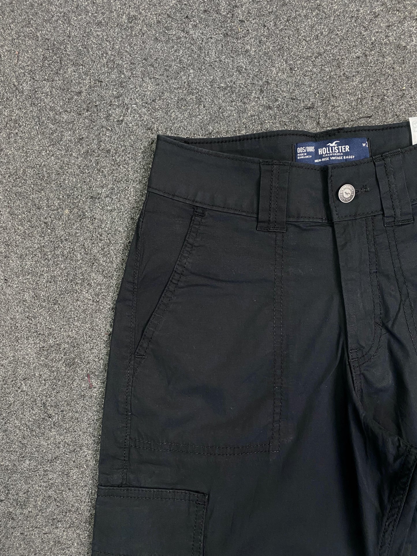 Faded Black Gabardine Cargo Pants