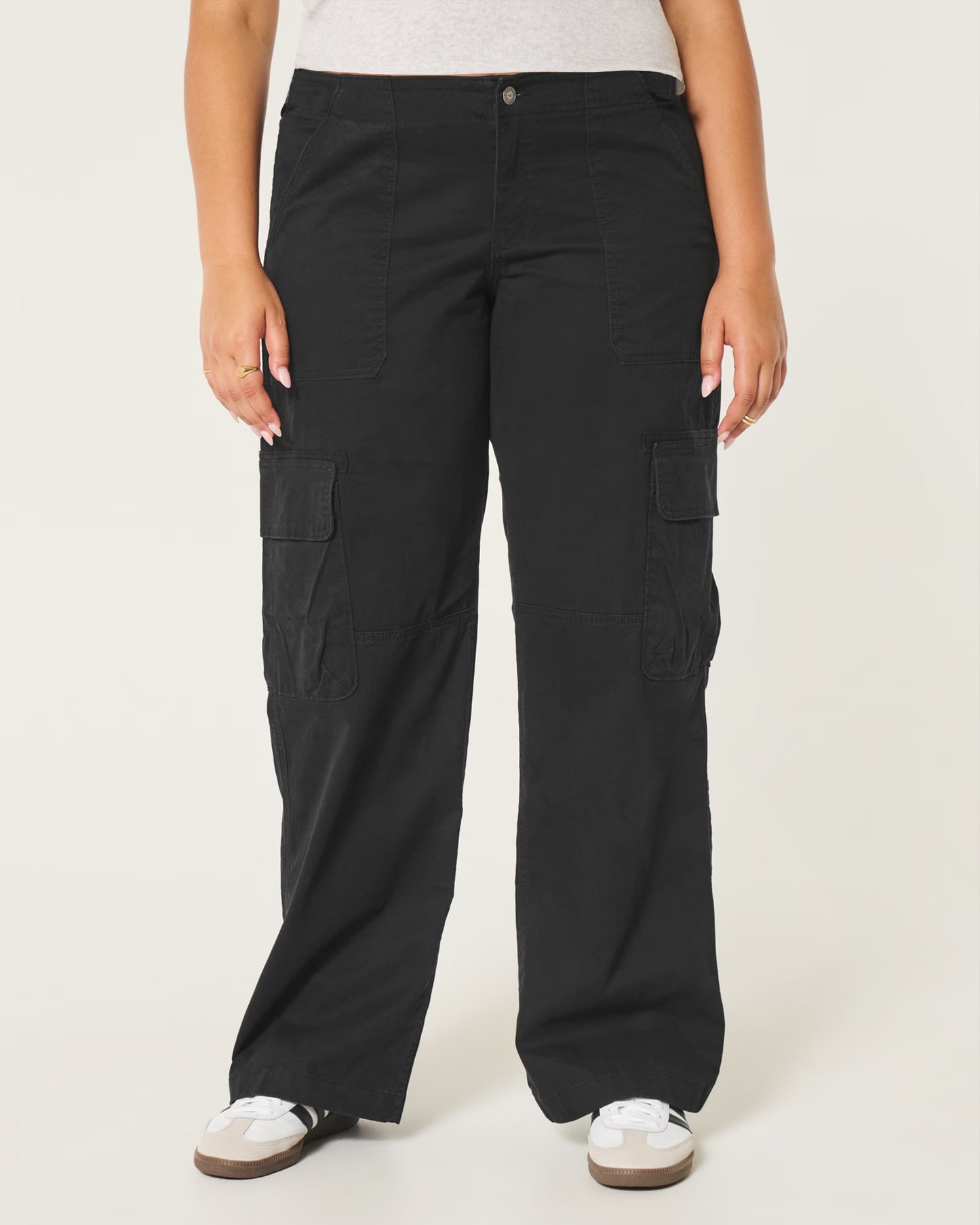 Faded Black Gabardine Cargo Pants