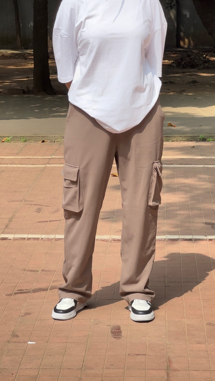 Beige 6 Pocket Cargo Pants
