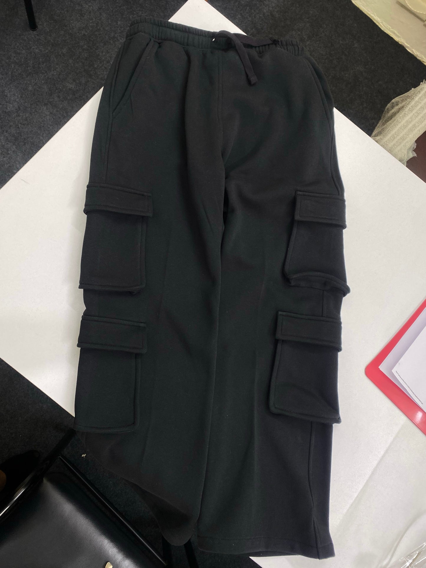 Black 8 Pockets Baggy Sweatpant