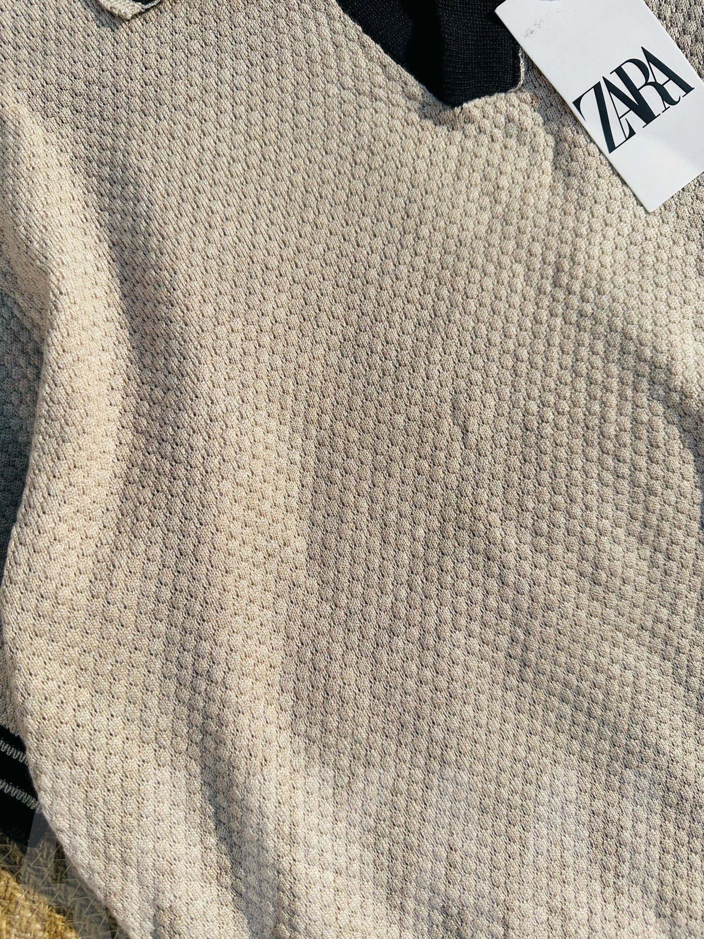 Beige Contrasted Knitted Polo