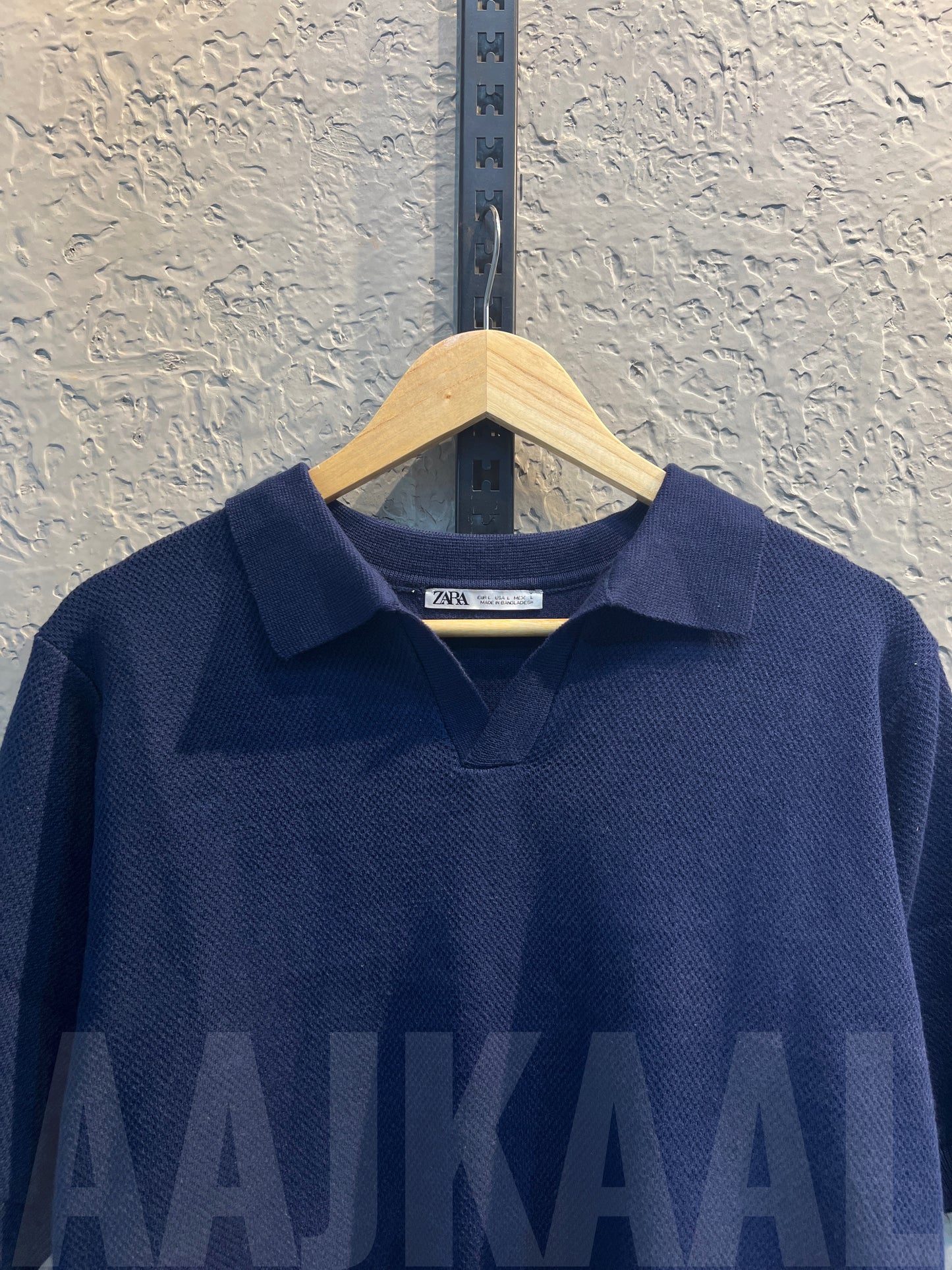 Aajkaal Dark Blue Knitted Polo Shirt