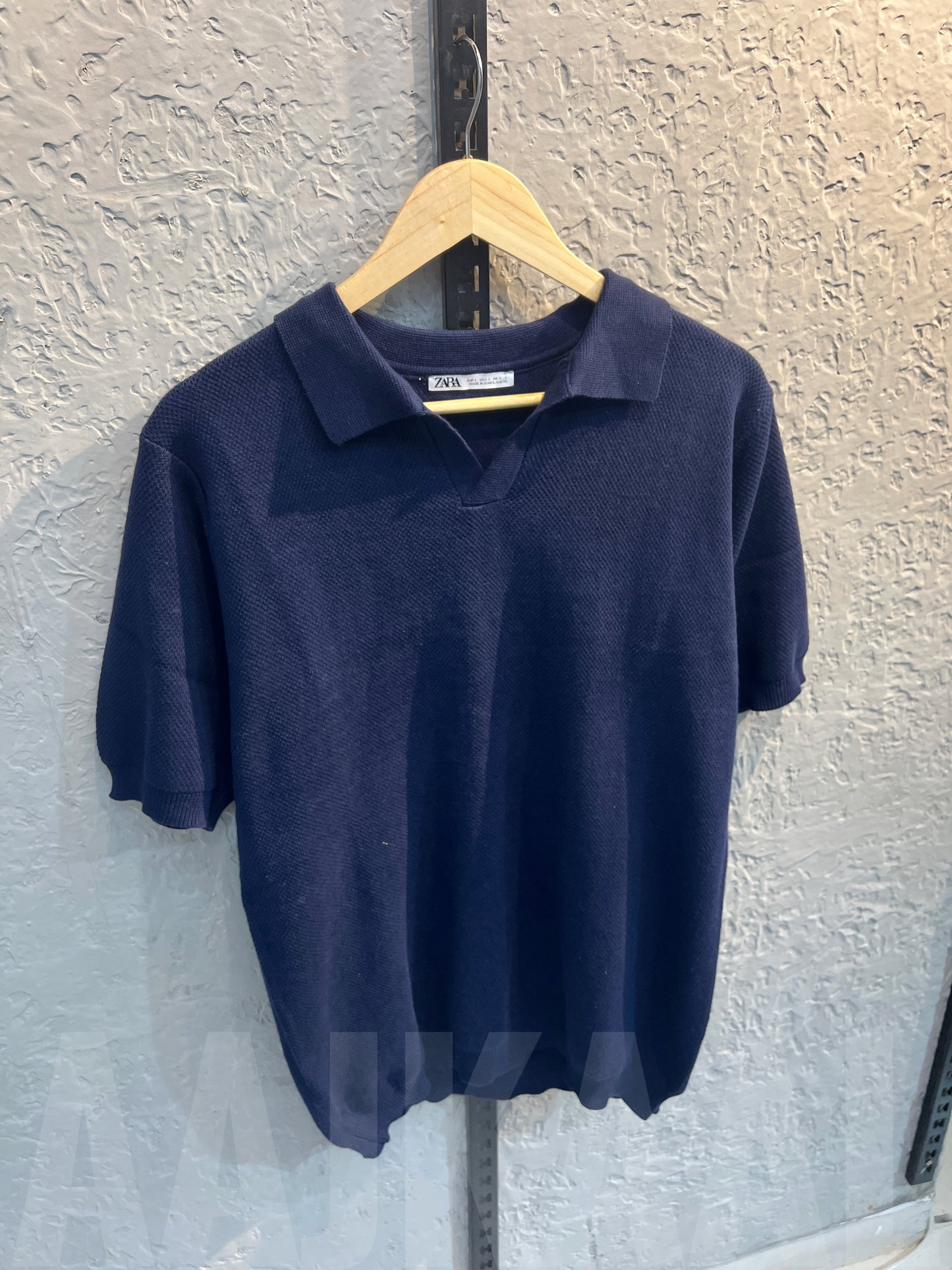 Aajkaal Dark Blue Knitted Polo Shirt