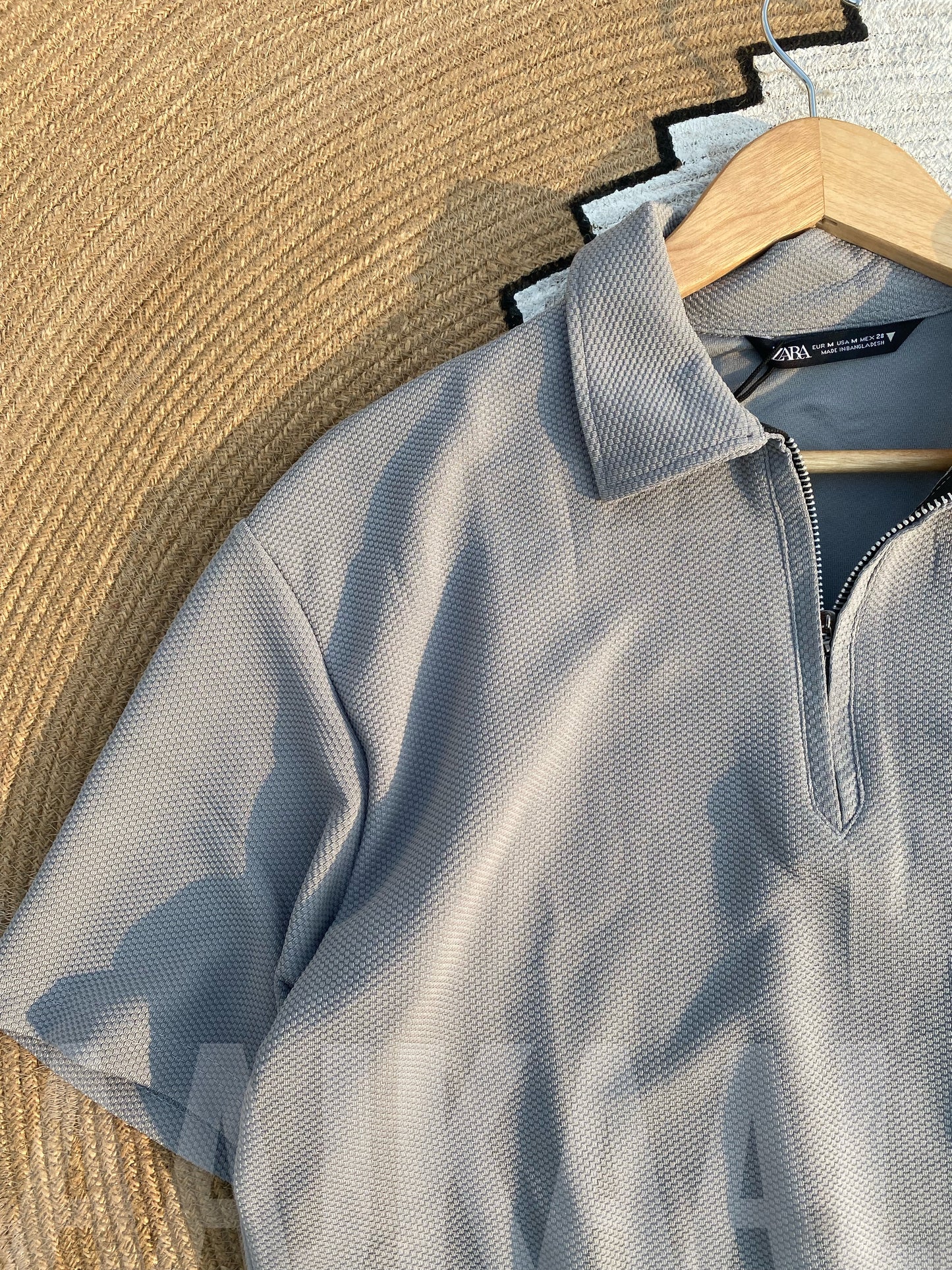 Grey Embroidered Dropshoulder Polo