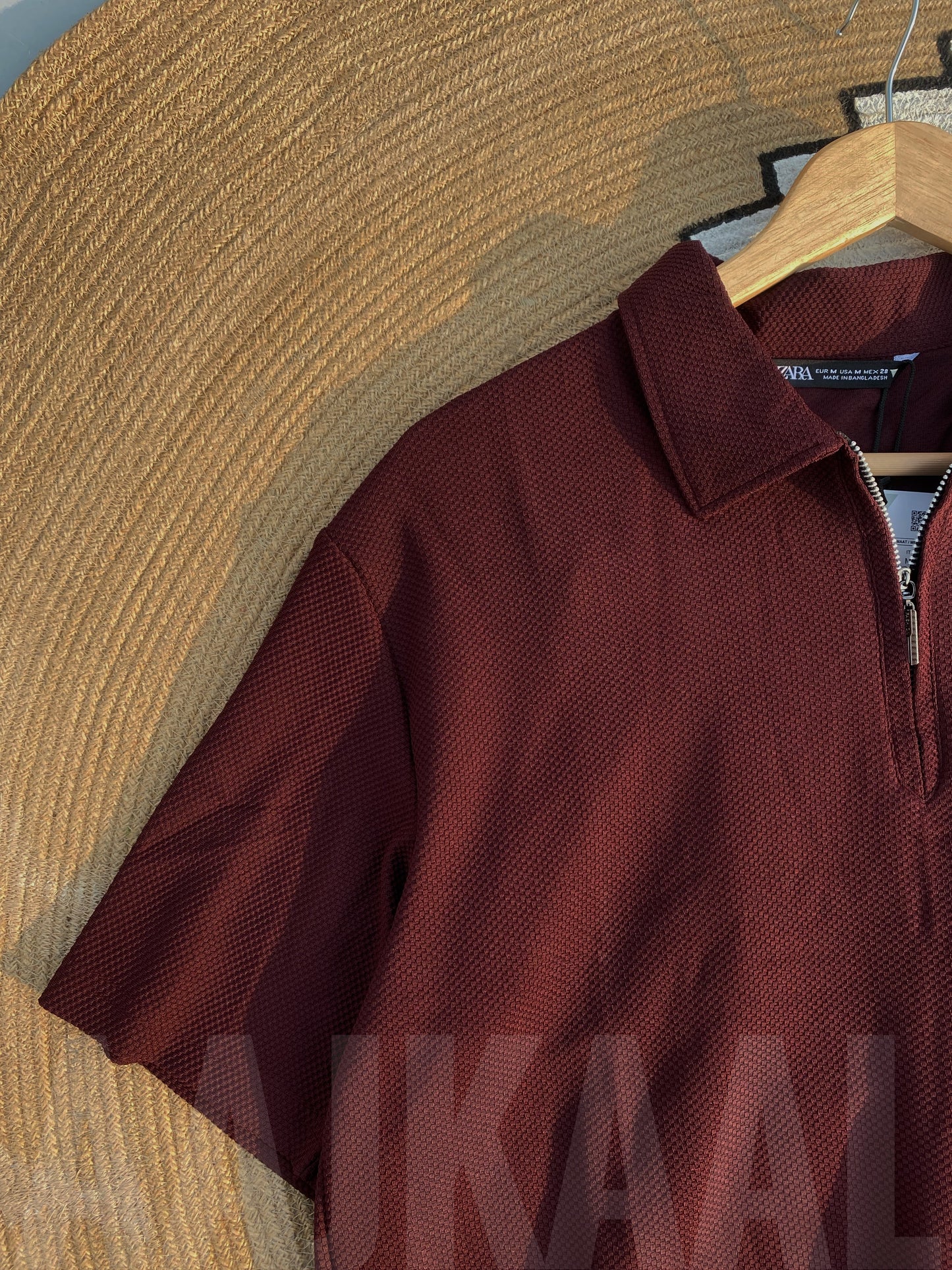 Dark Maroon Embroidered Dropshoulder Polo