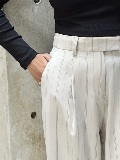 Urban Off-white High Waist Wide Leg Pant