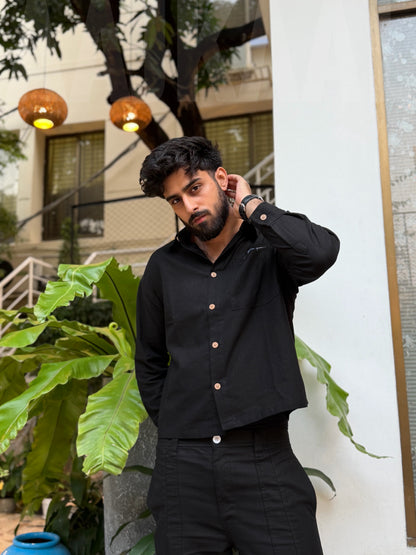 Aajkaal Black Embroidery Boxy Shirt
