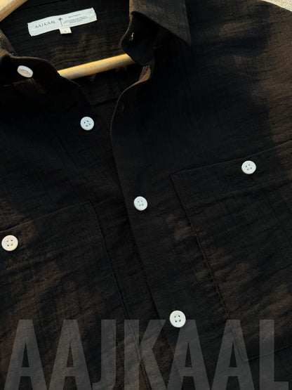 Black Double Gauze Full Sleeve Shirt