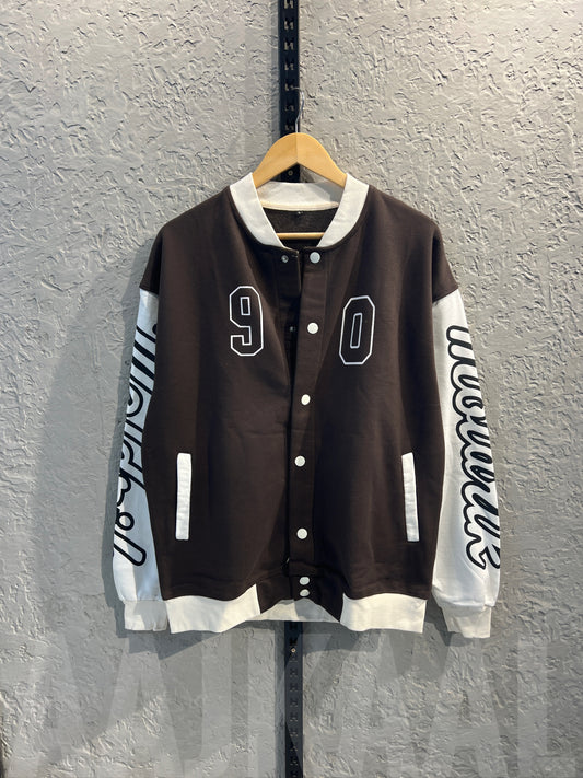 Coffee Dropshoulder Varsity Jacket