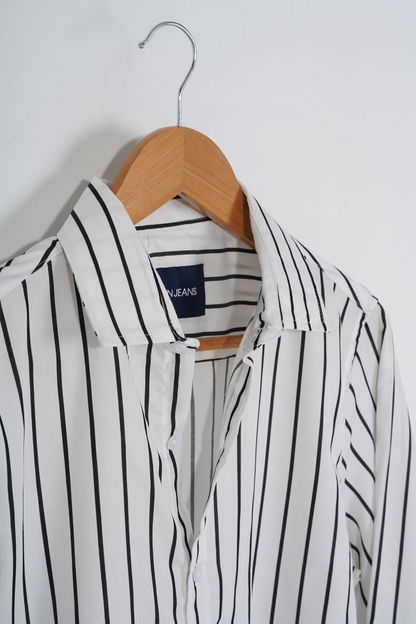 White with Black Stripe Full Sleeve Shirt
