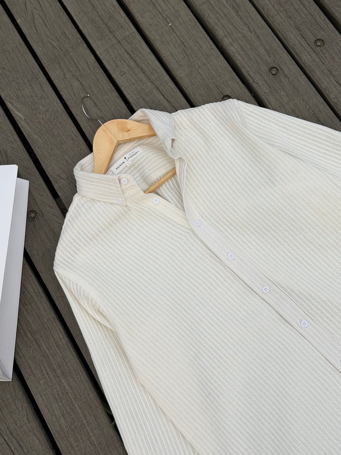 Textured Urban White Full Sleeve Shirt
