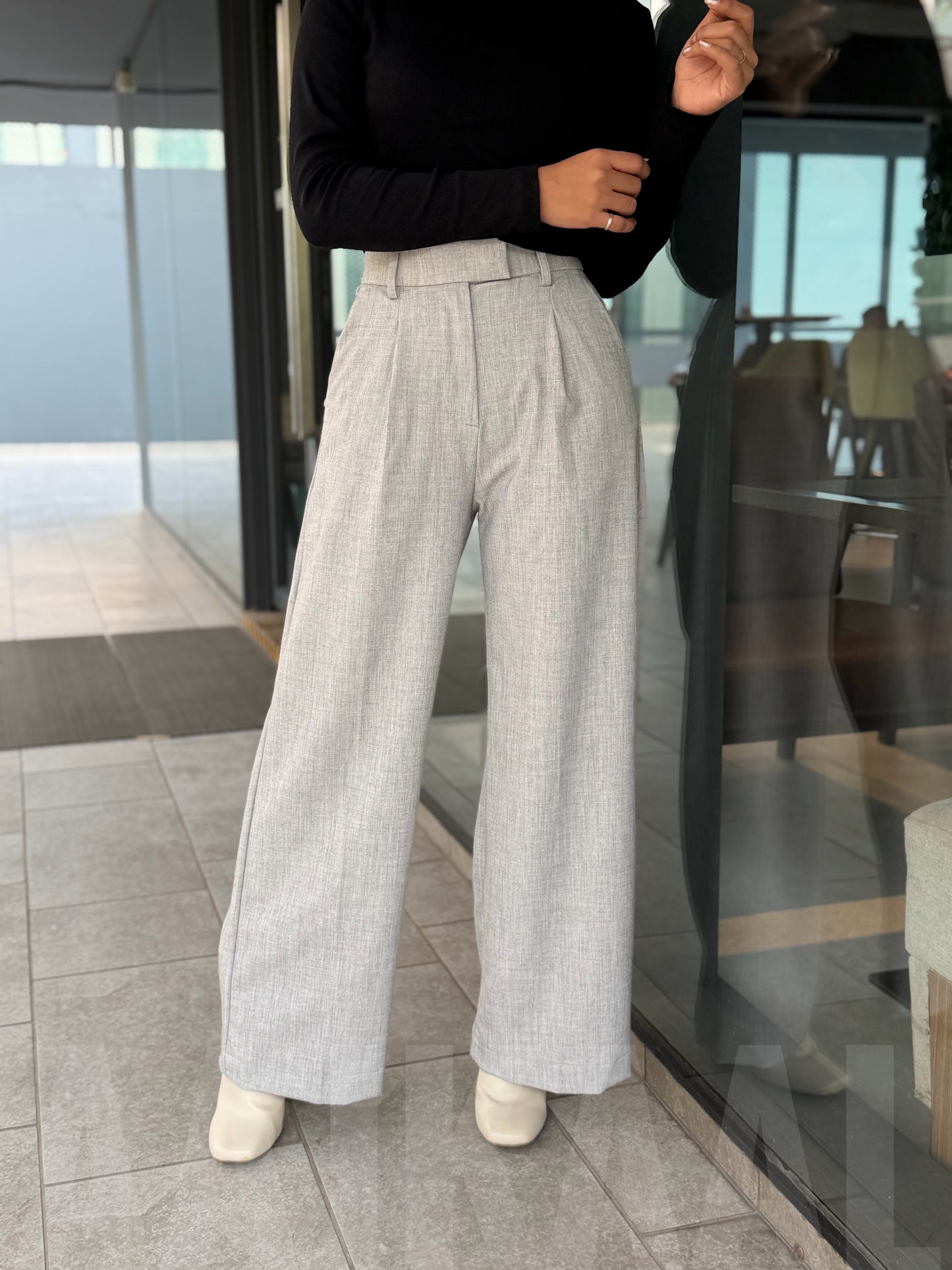 Urban Stone Grey High Waist Wide Leg Pant
