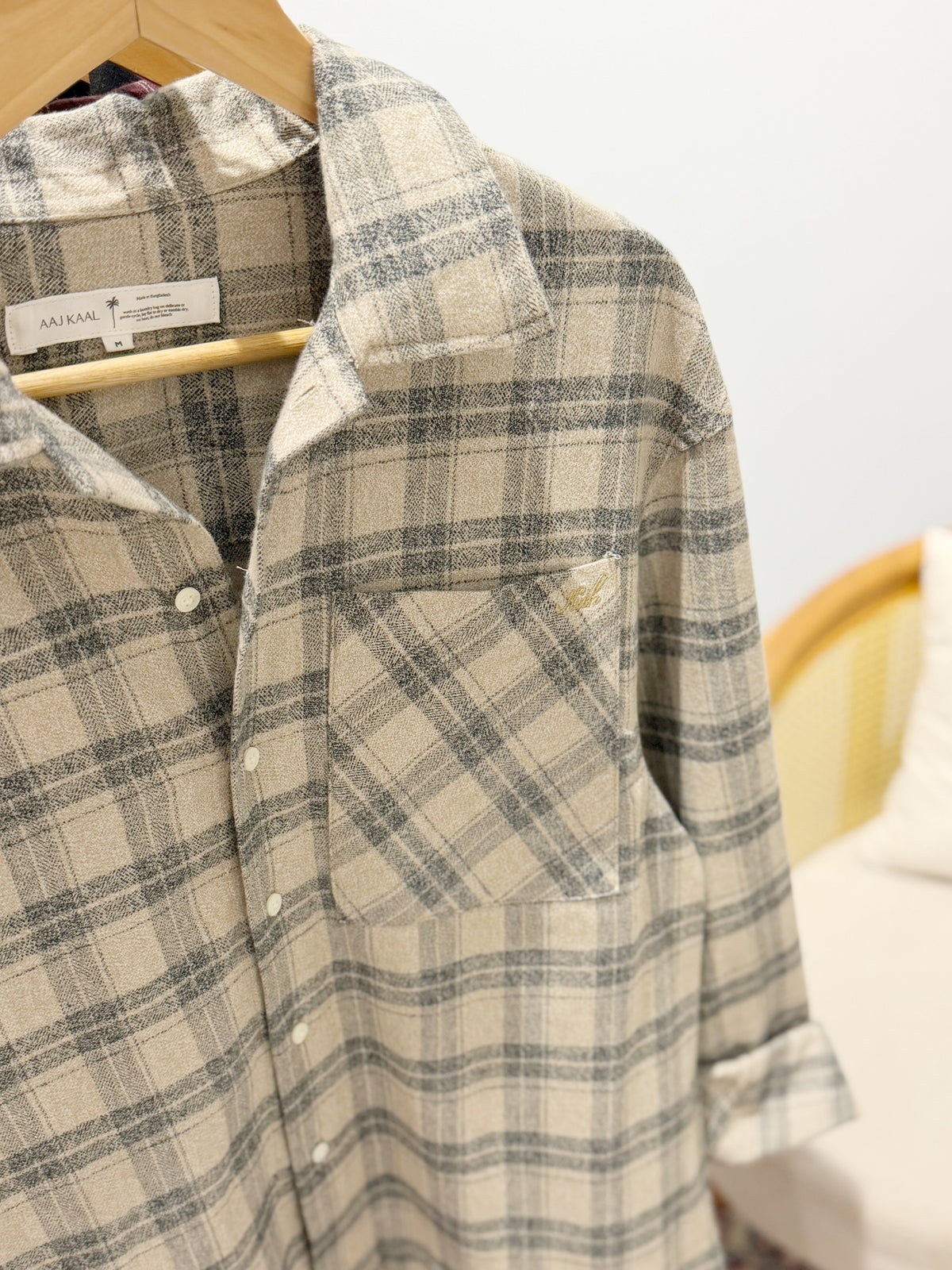 Aajkaal Flannel Shacket  - Oatmeal Check