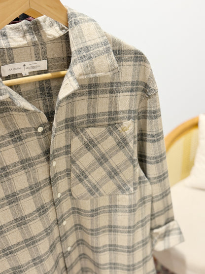 Aajkaal Flannel Shacket  - Oatmeal Check