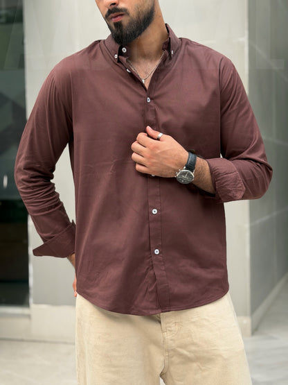Oxford Coffee Full Sleeve Shirt