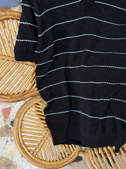 Black Zigzag Knitted Polo