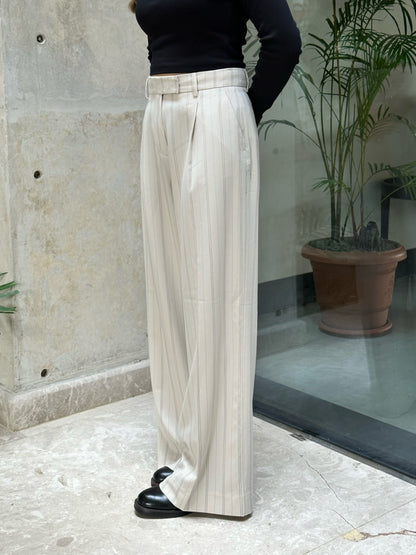 Urban Off-white High Waist Wide Leg Pant