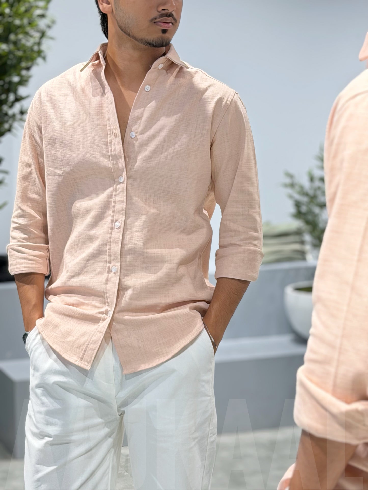 Soft Linen Baby Pink Full Sleeve Shirt