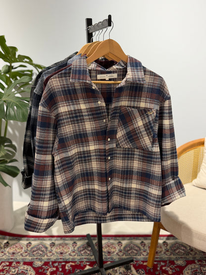 Aajkaal Flannel Shacket  - Blueberry Check