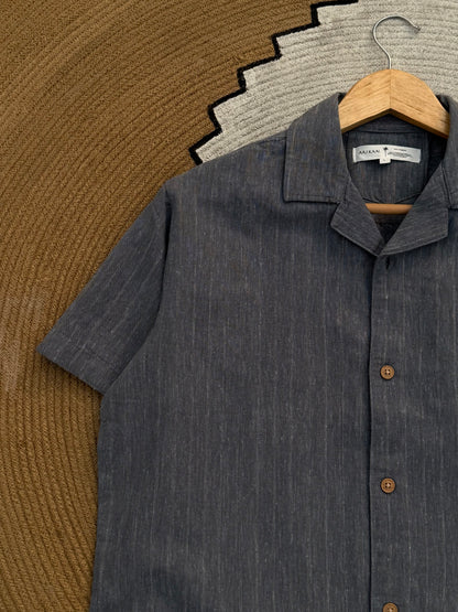 Grey Stripe Old Money Cuban Shirt