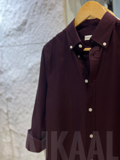 Burgundey Oxford Full Sleeve Shirt