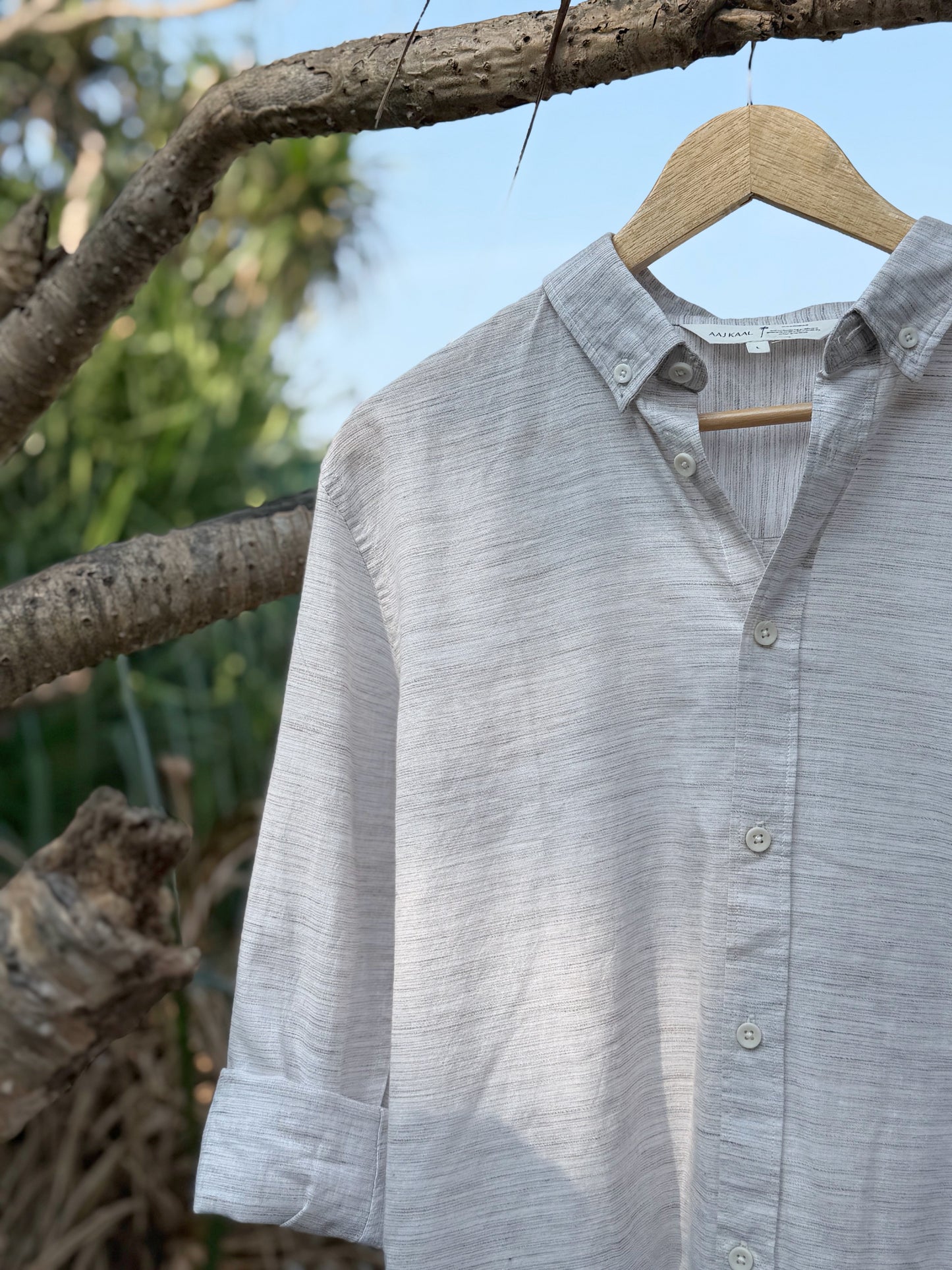 Mist Grey Soft Linen Full Sleeve Shirt