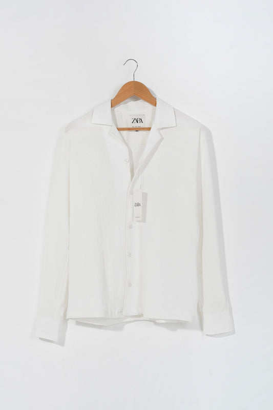 White Oversized Full Sleeve Shirt