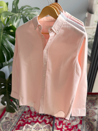 The Finesse Shirt - Soft Pink Stripe.