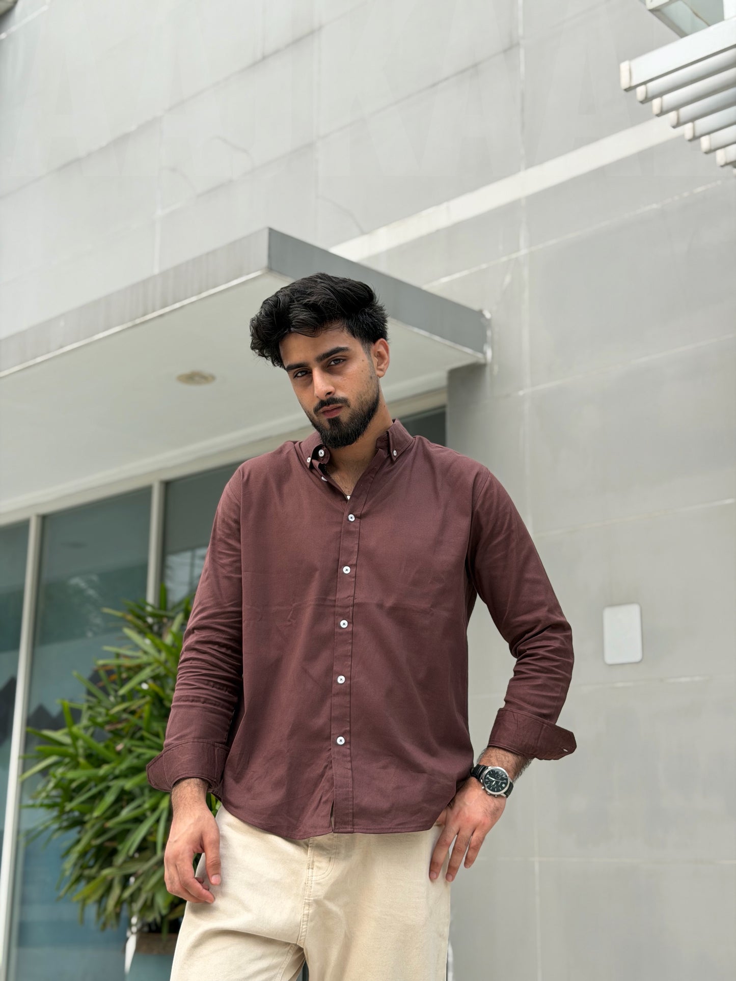 Oxford Coffee Full Sleeve Shirt