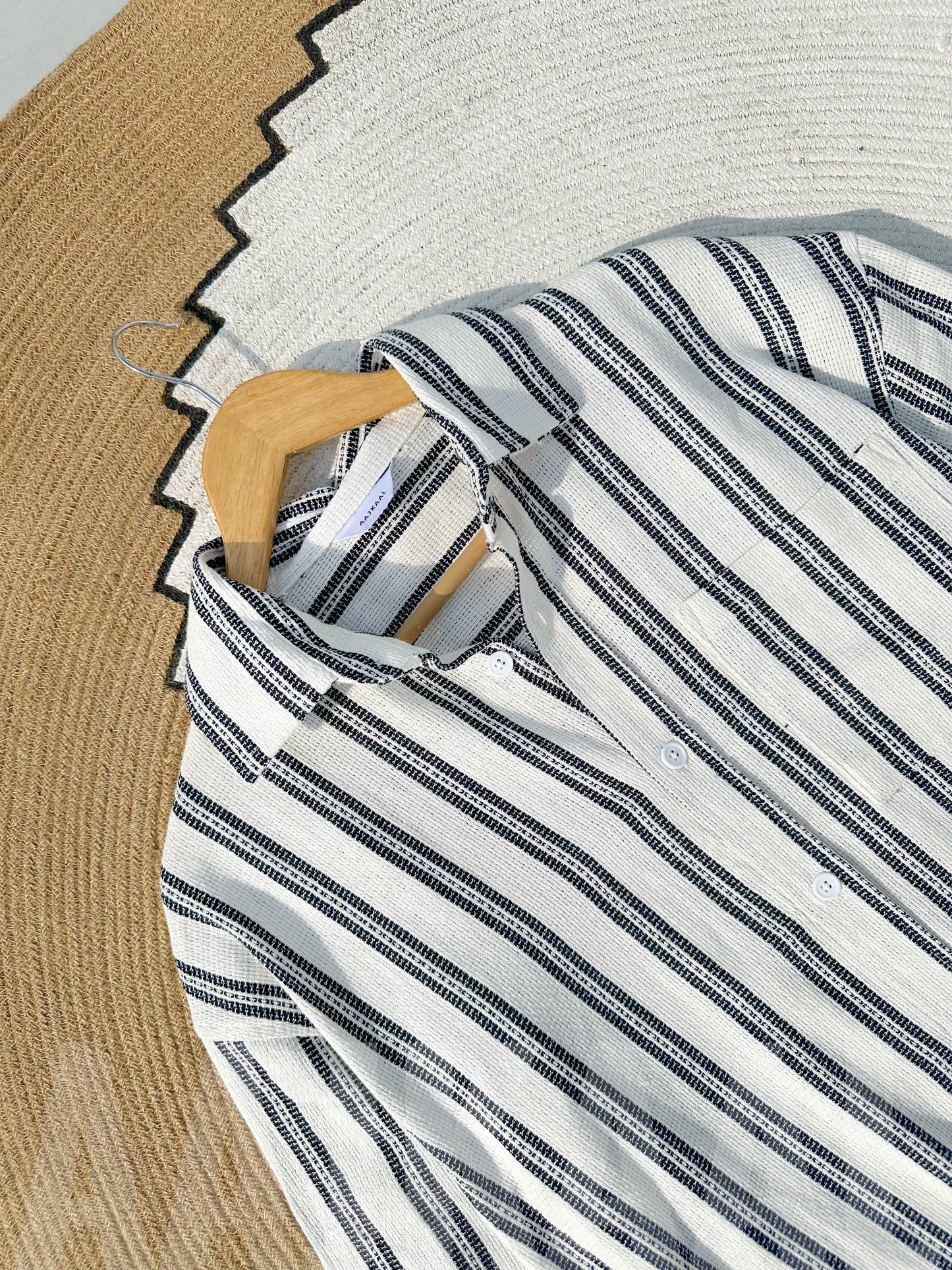 Dropshoulder White Stripe Full Sleeve Shirt