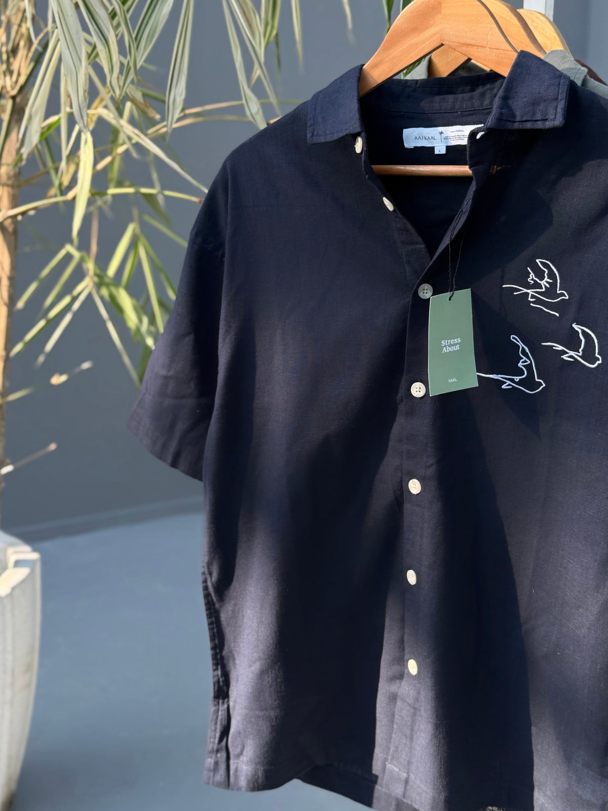 Aajkaal Baggy Half Sleeve Shirt - Navy Blue