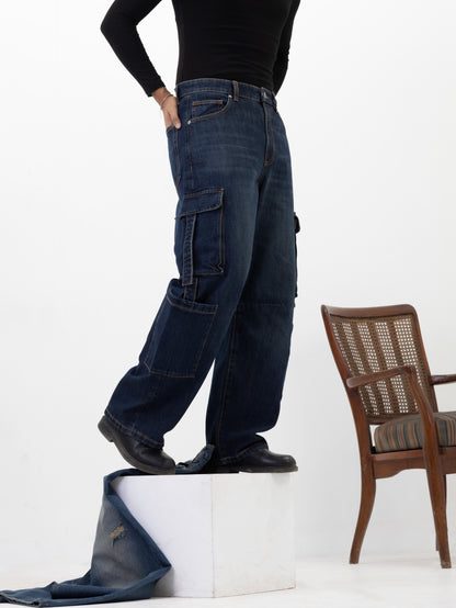 Aajkaal Dark Indigo Cargo Denim