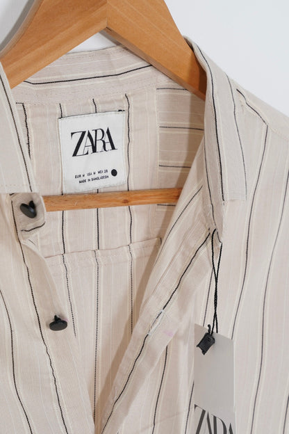 Cream Stripe Regular Full Sleeve Shirt