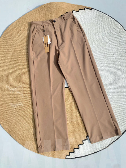 Beige Baggy Formal Pant