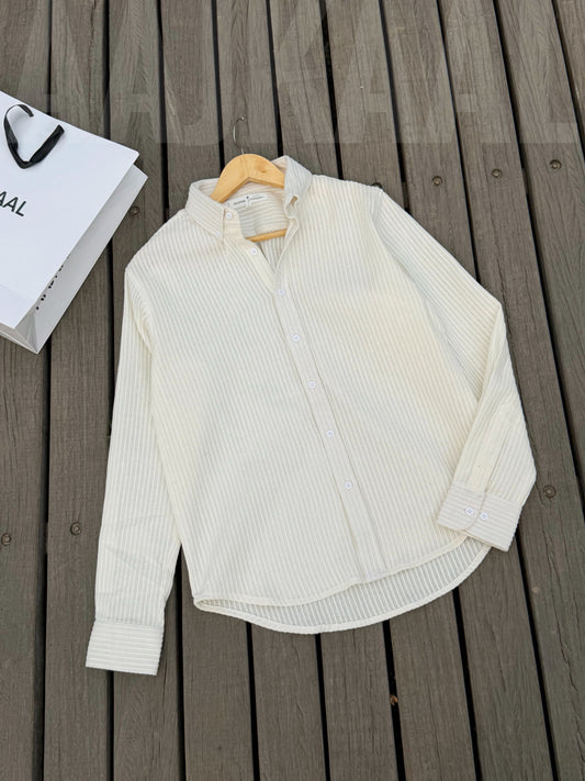 Textured Urban White Full Sleeve Shirt