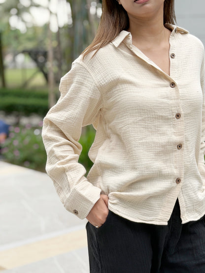 Double Gauze Oversized Shirt - Cream
