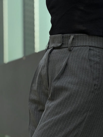 Urban Grey Stripe High Waist Wide Leg Pant