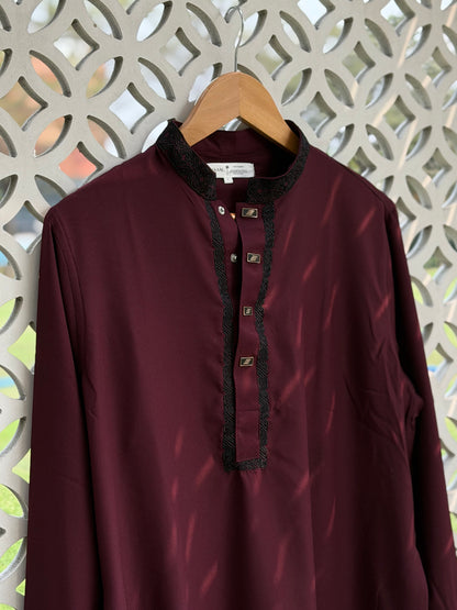 AajKaal Maroon Classic Embroidered Panjabi