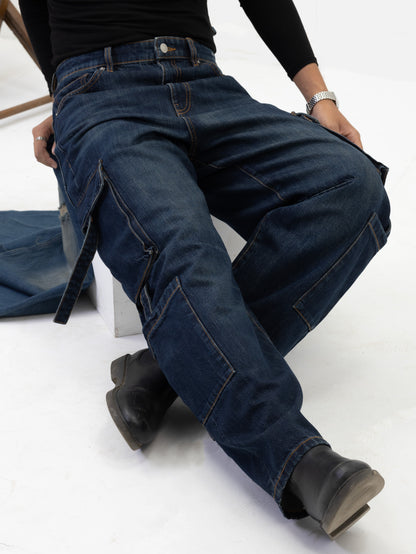Aajkaal Dark Indigo Cargo Denim