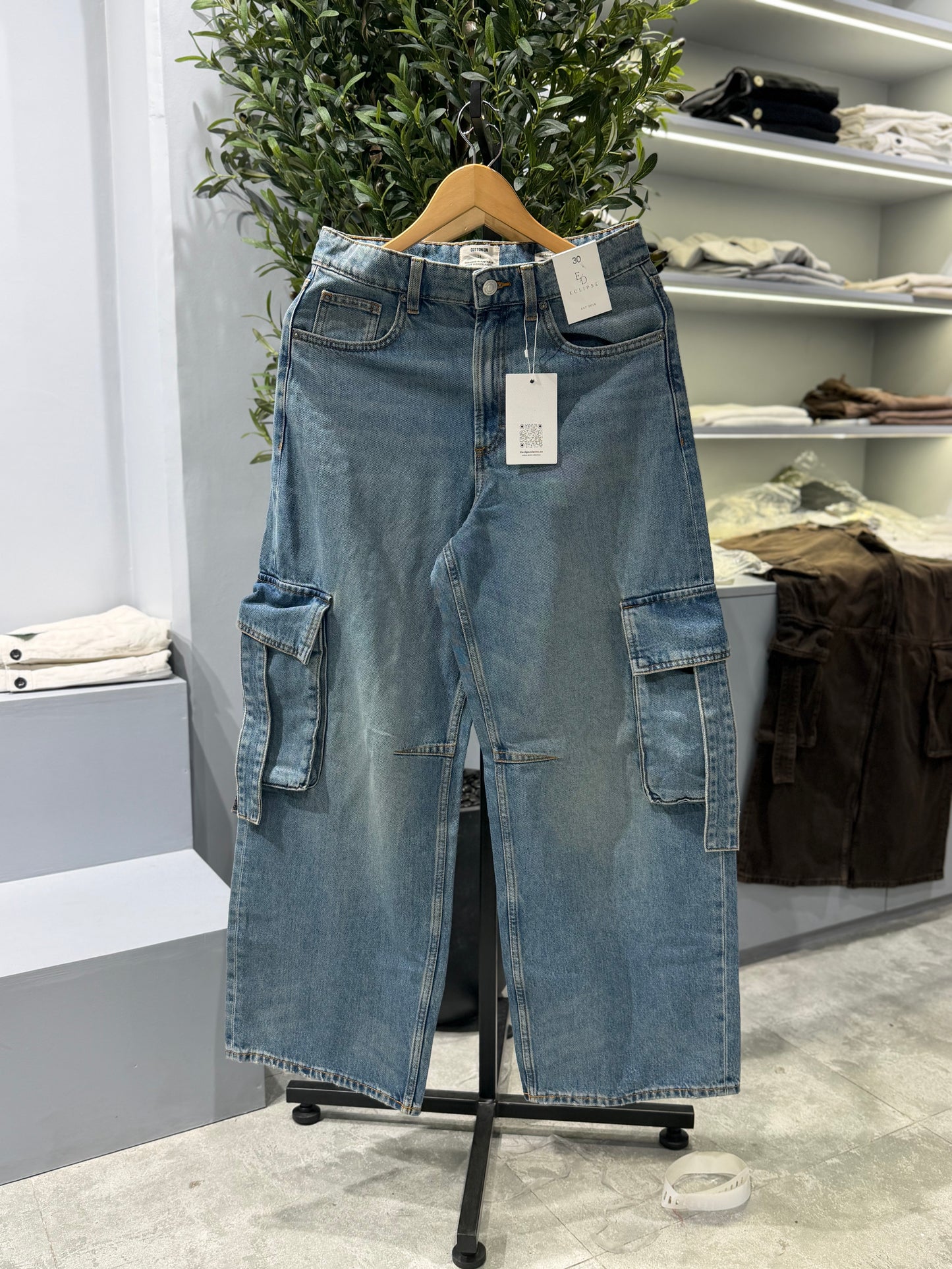 Aajkaal Skyline Wide-Leg Cargo Denim