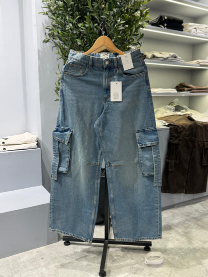 Aajkaal Skyline Wide-Leg Cargo Denim