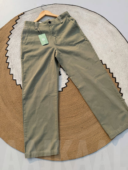 Olive Structured Baggy Gabardine Pant