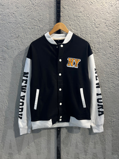 Black Dropshoulder Varsity Jacket