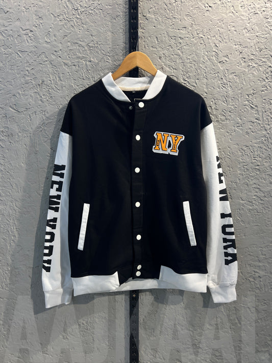Black Dropshoulder Varsity Jacket